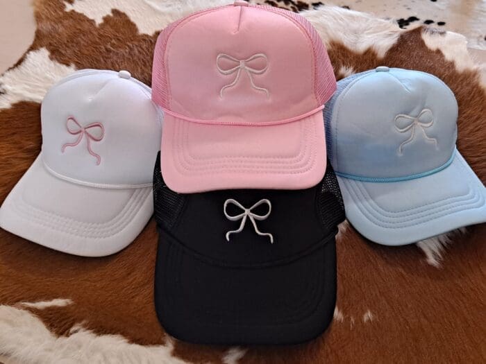 Embroidery Ribbon Bow Foam Trucker Hat