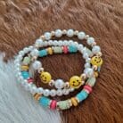 Smiley Face Stackable Beaded Stretch Bracelet Set