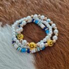 Smiley Face Stackable Beaded Stretch Bracelet Set