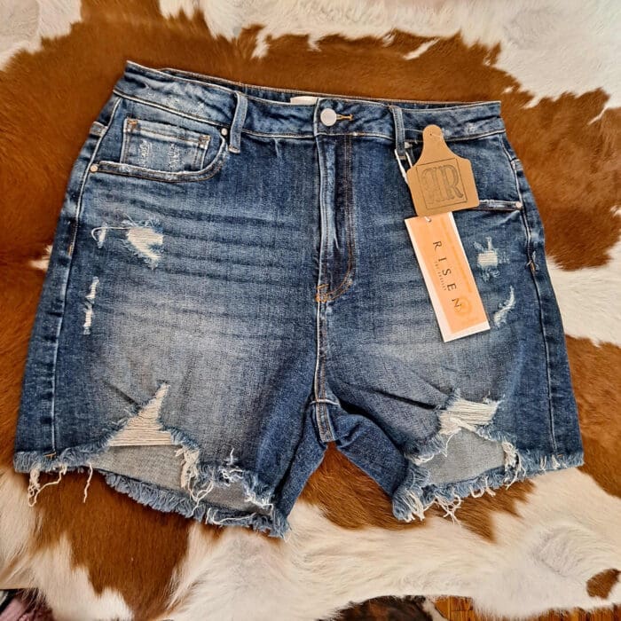 Hazel-High Rise Destroyed Shorts