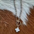 Shell Clover Glass Beaded Toggle Chain Necklace