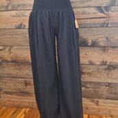 100% Cotton High Waist Palazzo Wide Leg Pants with Pockets