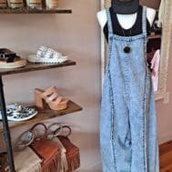 Light Wash Frayed Exposed Seam Wide Leg Denim Overall