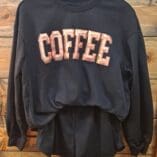 Sequined COFFEE Loose Fit Sweatshirt and Shorts Set with Pockets