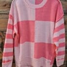 Checkered Striped High Low Sweater