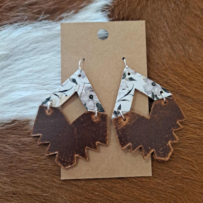 Genuine Cowhide Floral Abstract Earrings