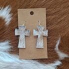 Genuine Cowhide Cross Earrings