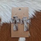 Genuine Cowhide Cross Earrings