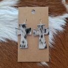 Genuine Cowhide Cross Earrings