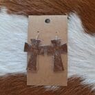 Genuine Cowhide Cross Earrings