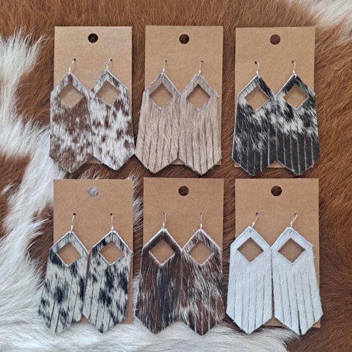 Genuine Cowhide Feather Shaped Dangling Earrings