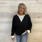 Oversized Wave Rib Tunic with Contrast Details