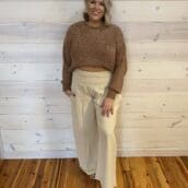 100% Cotton High Waist Palazzo Wide Leg Pants with Pockets