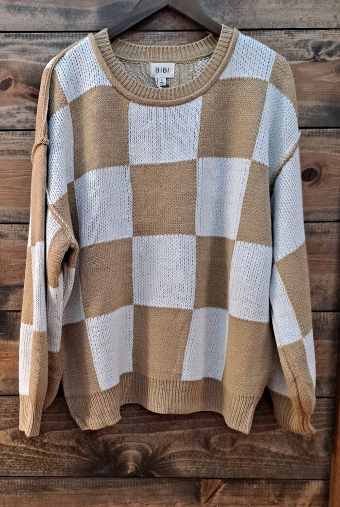 Cut Edge Detail Checker Sweater