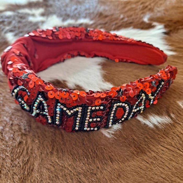 Red Sequin Game Day Rhinestone Accent Knot Headband