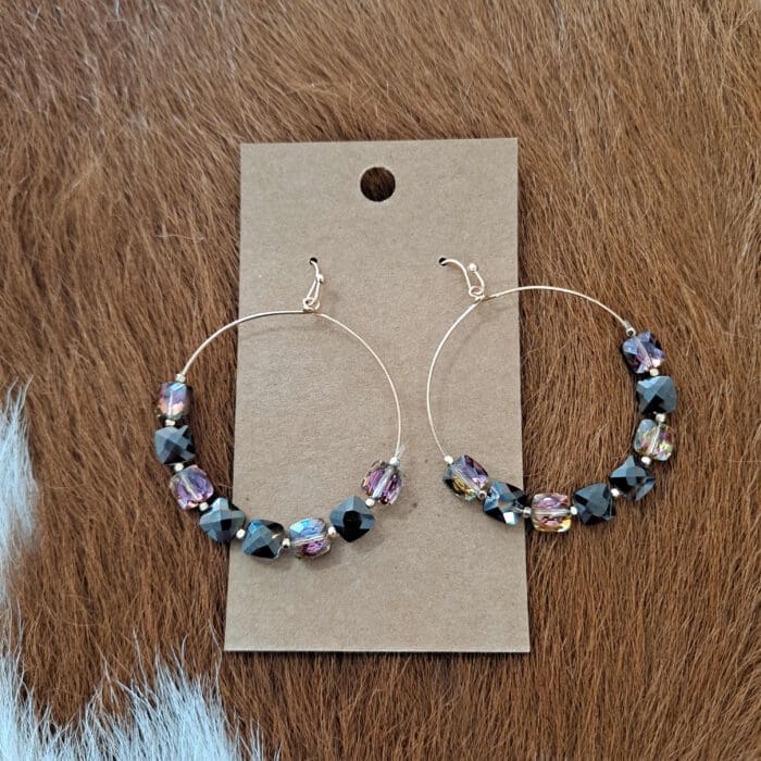 Iridescent Crystal Hoop Drop Earrings