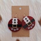 Red Acrylic HO, HO,HO Circle Earrings