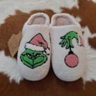 Christmas Grinch Fuzzy Fleece Soft Slippers