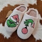 Christmas Grinch Fuzzy Fleece Soft Slippers