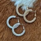 Rhinestone Pave Tube Hoop Earrings