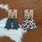 Festive Country Christmas Tree Acrylic Post Earrings