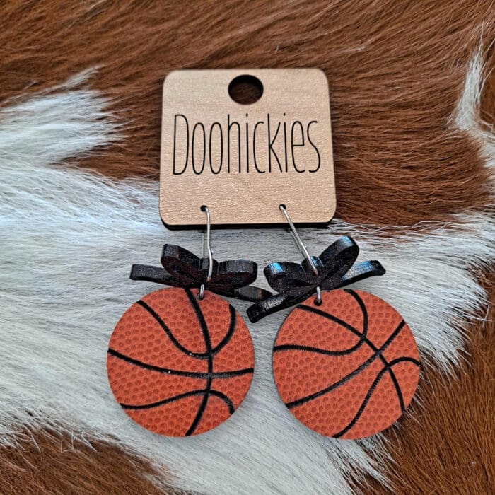 Custom Bows & Basketball Dangling Earrings