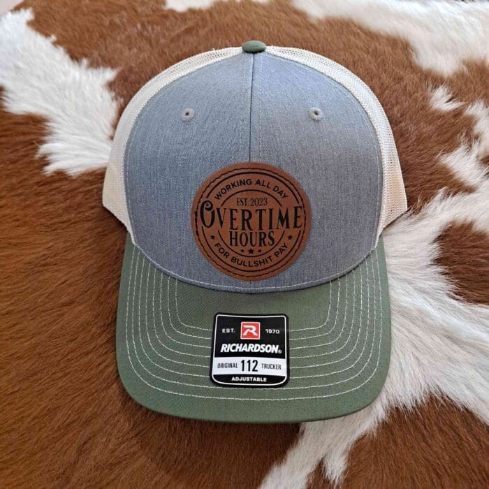 OVERTIME HOURS Est. 2023 Round Patch Hat