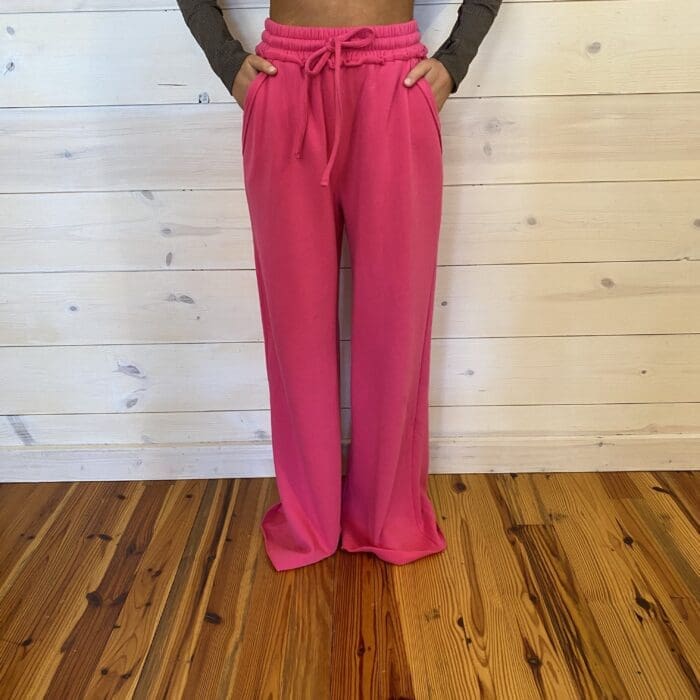 Fleece Exposed Seam Wide Leg Sweatpants