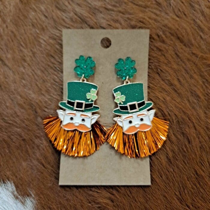 Metallic Tassel Leprechaun Post Earrings