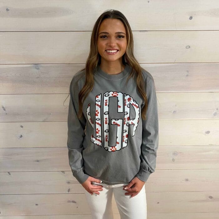 UGA Scalloped Letters Go Dawgs Long Sleeve Graphic Tee