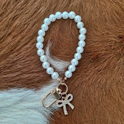 Pearl Wristlet Bow Bag Keychain
