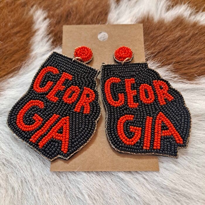 Georgia State Outline Seed Bead Post Earrings