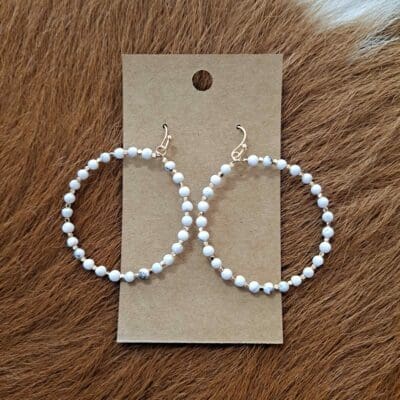 Natural Stone Beaded Circle Drop Earrings