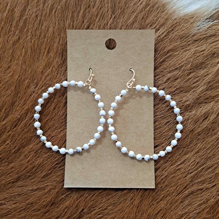 Natural Stone Beaded Circle Drop Earrings