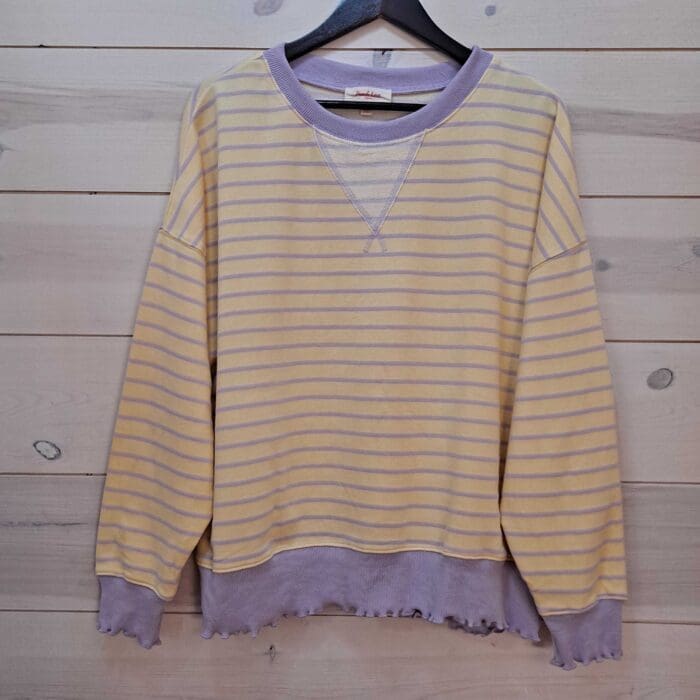 Stripe Terry Top with Lettuce Rib